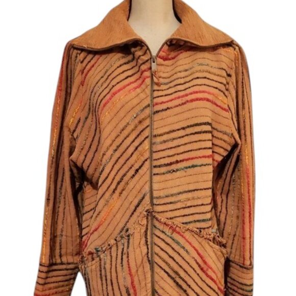 SOFT SURROUNDINGS Kinsale Boucle' Striped Zip Front Boho Jacket Top XL $189 - Picture 7 of 8